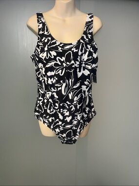 Hurley Black and White Floral One-Piece Swimsuit